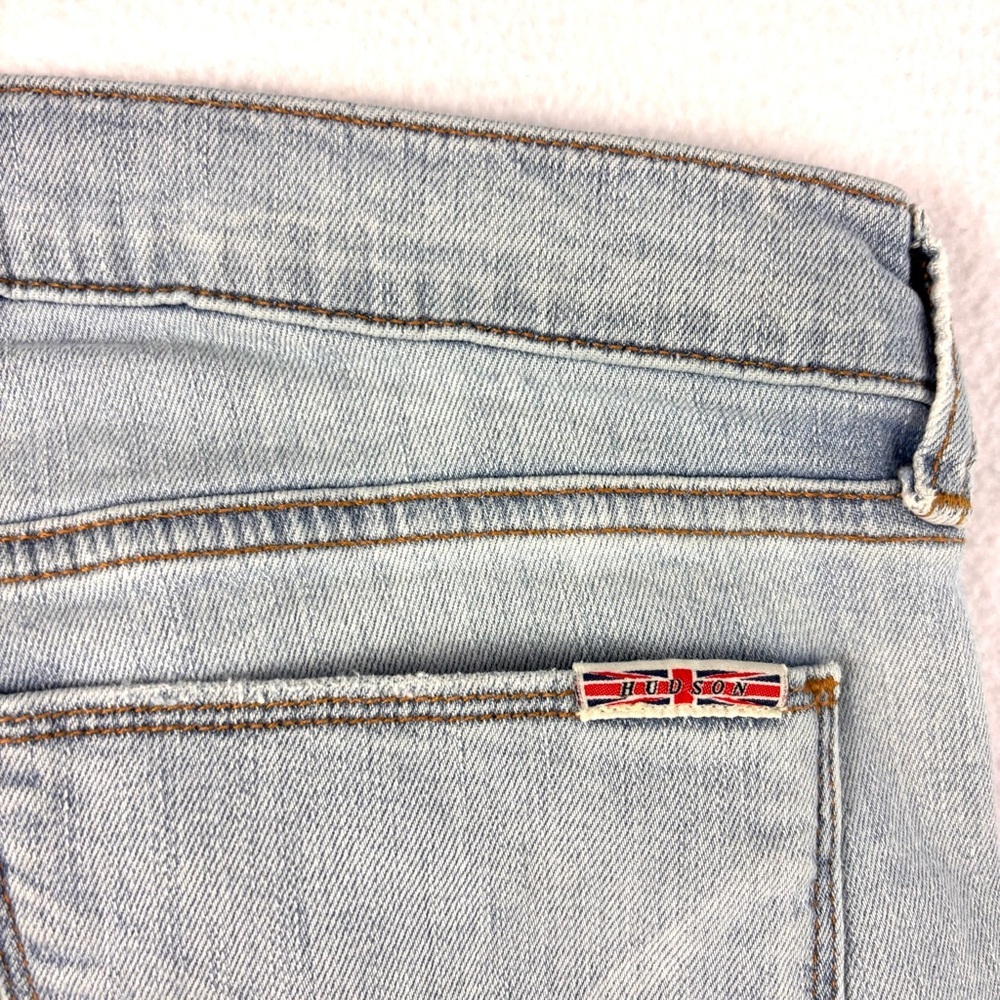 Hudson Harkin Light Wash Lowrise Ripped Cuffed Hem Skinny Ankle Jeans (27) - Picture 8 of 16